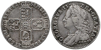 Великобритания 6 пенсов 1758/7 Георг II (1727-1760) KM 582.2, Spink 3711 серебро 1518-645