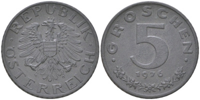 Австрия 5 грошей 1972 KM 2875 цинк aUNC 4613-1156