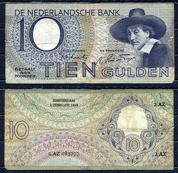 Нидерланды 10 гульденов 1943 1 февраля 1943 Pick 59 бумага 7198-4-1-1