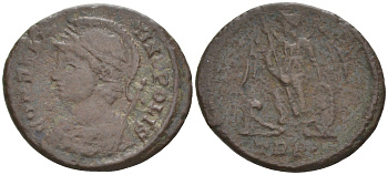 Римская Империя нуммий 330 - 331 Константин I Великий, персонификация Константинополя, CONSTANTINOPOLIS / Виктория, Августа Треверов (из немецкой коллекции 1-й половины XX века, с владельческой этикеткой) RIC 530 биллон 1073-15-76