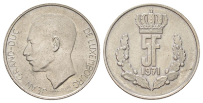 Люксембург 5 франков 1971 KM 56 медно-никель aUNC 4628-1032