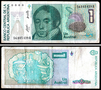 Аргентина 1 аустраль ND (1985-1989) Pick 323a бумага 3295-72-3-2