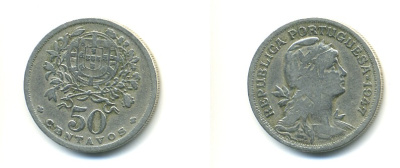 ПОРТУГАЛИЯ 50 СЕНТАВОС 1947 КМ 577 медно-никель 176-113