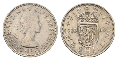Великобритания 1 шиллинг 1963 Елизавета II (1952-2022), Шотландский герб KM 905, Spink 4148 медно-никель 4699-532