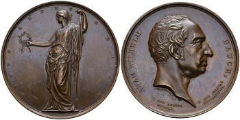 Дания медаль 1838 Адам Вильгельм Хаух (1755-1838), благородство дворян, диаметр 44 мм. бронза 1097-4-21