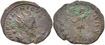 Римская Империя (императоры в Галлии) антониниан 272 - 273 Тетрик I. VICTORIA AVG, Виктория с венком и пальмовой ветвью, Колония Агриппины, Very fine RIC 141 биллон 1073-13-101