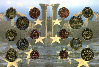КИПР ЕВРОНАБОР ИЗ 8 МОНЕТ 2004 PROBA, ПРОБНИКИ UNC 3-5-6