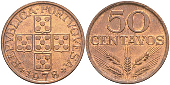 Португалия 50 сентаво 1978 KM 596 бронза 219-927