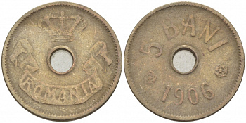 РУМЫНИЯ 5 БАНИ 1906 KM 31 медно-никель 112-968
