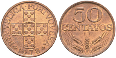 Португалия 50 сентаво 1978 KM 596 бронза 219-927