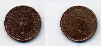 Великобритания 1/2 пенни 1974 Елизавета II (1952-2022) KM 914, Spink 4239 бронза 62-2725