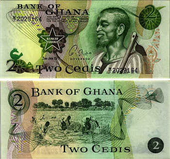 Гана 2 седи 1977 работа в поле Pick 14 c бумага UNC (пресс) 6352-45-1-2