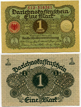 ГЕРМАНИЯ 1 МАРКА 1920 1 МАРТА 1920, ВЕЙМАРСКАЯ РЕСПУБЛИКА Pick 58 бумага аUNC 7547-27-3