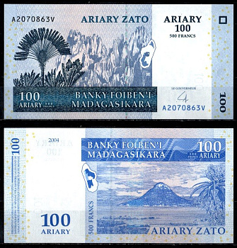 Мадагаскар 100 ариари 2004 Pick 86 b бумага UNC (пресс) 7148-7-3-2