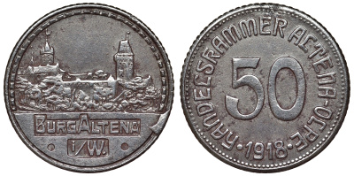Германия, Альтена 50 пфеннигов 1918 Северный Рейн-Вестфалия, нотгельд железо 4121-446