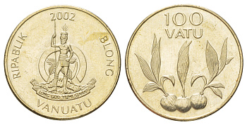 Вануату 100 вату 2002 KM 9 никель латунь UNC 4624-114
