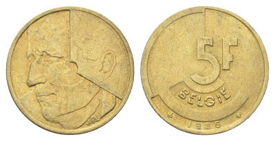 Бельгия 5 франков 1986 Belgie, Бодуэн I (1951-1993) KM 164 медь алюминий никель 4706-257