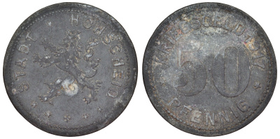 Германия, Хёхшайд (Ляйхлинген) 50 пфеннигов 1917 северный Рейн-Вестфалия, нотгельд Funck 215.1 цинк 4121-516