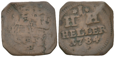 Саксен-Гильдбурггаузен 1 клиппе геллер 1784 Фридрих Саксен-Гильдбурггаузенский (1780-1826), клиппа	KM 110 , Hollmann 147, Slg. Merseburger 3585 медь 54-867