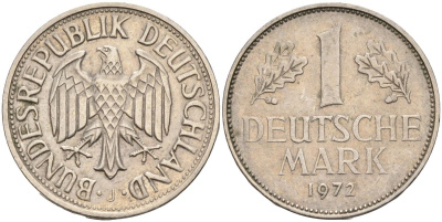 ФРГ 1 марка 1972 J KM 110 медно-никель 4126-544