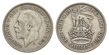 Великобритания 1 шиллинг 1936 Георг V (1910-1936) KM 833, Spink 4039 серебро 34-332