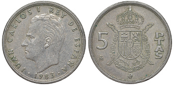 Испания 5 песет 1983 Хуан Карлос I (1975-2014) KM 823 медно-никель 4543-221