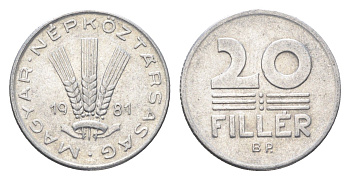 Венгрия 20 филлеров 1981 BP KM 573 алюминий 4665-1155