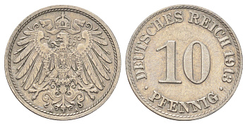 Германия 10 пфеннигов 1913 A KM 12, J. 13 медно-никель 4701-1132