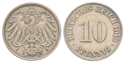 Германия 10 пфеннигов 1913 A KM 12, J. 13 медно-никель 4701-1132