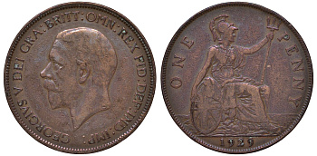 Великобритания 1 пенни 1929 Георг V (1910-1936) KM 838, Spink 4055 бронза 4131-415
