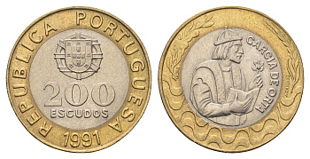 Португалия 200 эскудо 1991 Гарсия Де Орта (1501-1568) KM 655 биметалл UNC 4678-822