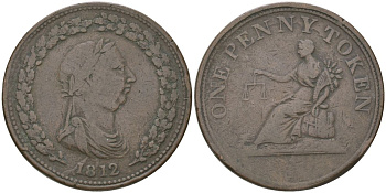 Канада, Нижняя Канада 1 пенни 1812 Томас Холлидей, рубчатый гурт Breton His?958, Withers 1393 медь 1523-442