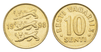 Эстония 10 сентов 1998 KM 22 латунь UNC 4689-637