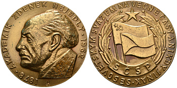 ЧЕХОСЛОВАКИЯ МЕДАЛЬ 1962 (1878-1962) АКАДЕМИК ЗДЕНЕК НЕЕДЛЫ, ДИАМЕТР 60 ММ. ВЕС 106,8 ГР. бронза 1097-2-22