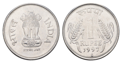 Индия 1 рупия 1997 KM 92.2 нержавеющая сталь UNC 4699-351