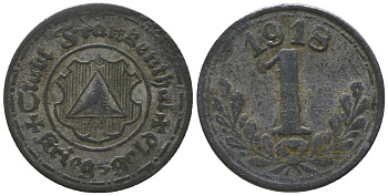 Франкенталь (Пфальц, Бавария) 1 пфенинг 1918 Funck 135.7, Men05 7460.10, Men18 9381.10 цинк 4596-137