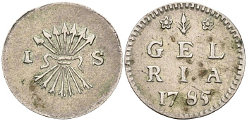 ГЕЛДЕРЛАНД, Нидерланды 1 штюбер 1785 GELDERLAND KM 82b серебро 443-1632