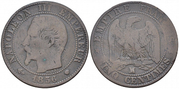ФРАНЦИЯ 5 САНТИМОВ 1856 MA, НАПОЛЕОН III (1852-1870) KM 777.6, LA FRANC 116.35 бронза 4448-1245