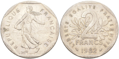 Франция 2 франка 1982 KM 942.1 никель 63-615