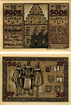 ШЮТТОРФ 50 ПФЕННИГОВ 1921 НОТГЕЛЬД, 1 НОЯБРЯ 1921, ЗЕМЛЯ НИЖНЯЯ САКСОНИЯ Grabowski 1202.1 бумага 8608-13-1-1