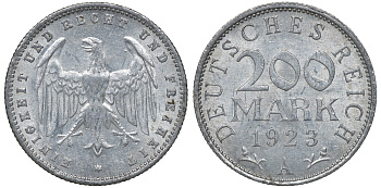 Германия 20 марок 1923 A KM 35, J. 304, Weege 22 алюминий 4163-453