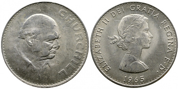 Великобритания 1 крона (5 шиллингов) 1965 Уинстон Черчилль, Елизавета II (1952-2022) KM 910, Spink 4144 медно-никель 4537-1123