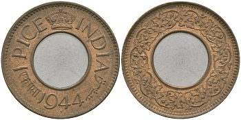 Британская Индия 1 пайс 1944 Георг VI (1936-1952) KM 533 бронза 33-1112