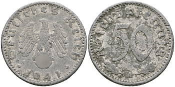 Германия 50 рейхспфеннигов 1941 A KM 96, J. 372 алюминий 08-1015