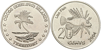 Кокосовые острова 20 центов 2004 X 13 медно-никель BU 4597-1231