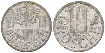 Австрия 10 грошей 1965 KM 2878 алюминий 60-1114