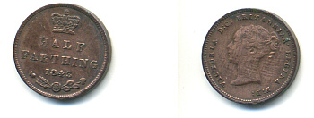 Великобритания 1/2 фартинга 1843 Виктория (1837-1901) KM 738, Spink 3951 медь 83-431