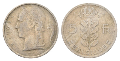 Бельгия 5 франков 1963 Belgique, Бодуэн I (1951-1993) KM 134 медно-никель 4704-1052