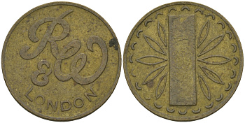Англия жетон, токен ND R@W, LONDON латунь 99-515