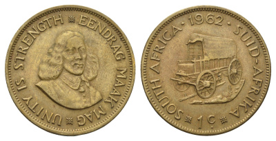 ЮАР 1 цент 1962 Ян ван Рибек KM 57 латунь 4692-235